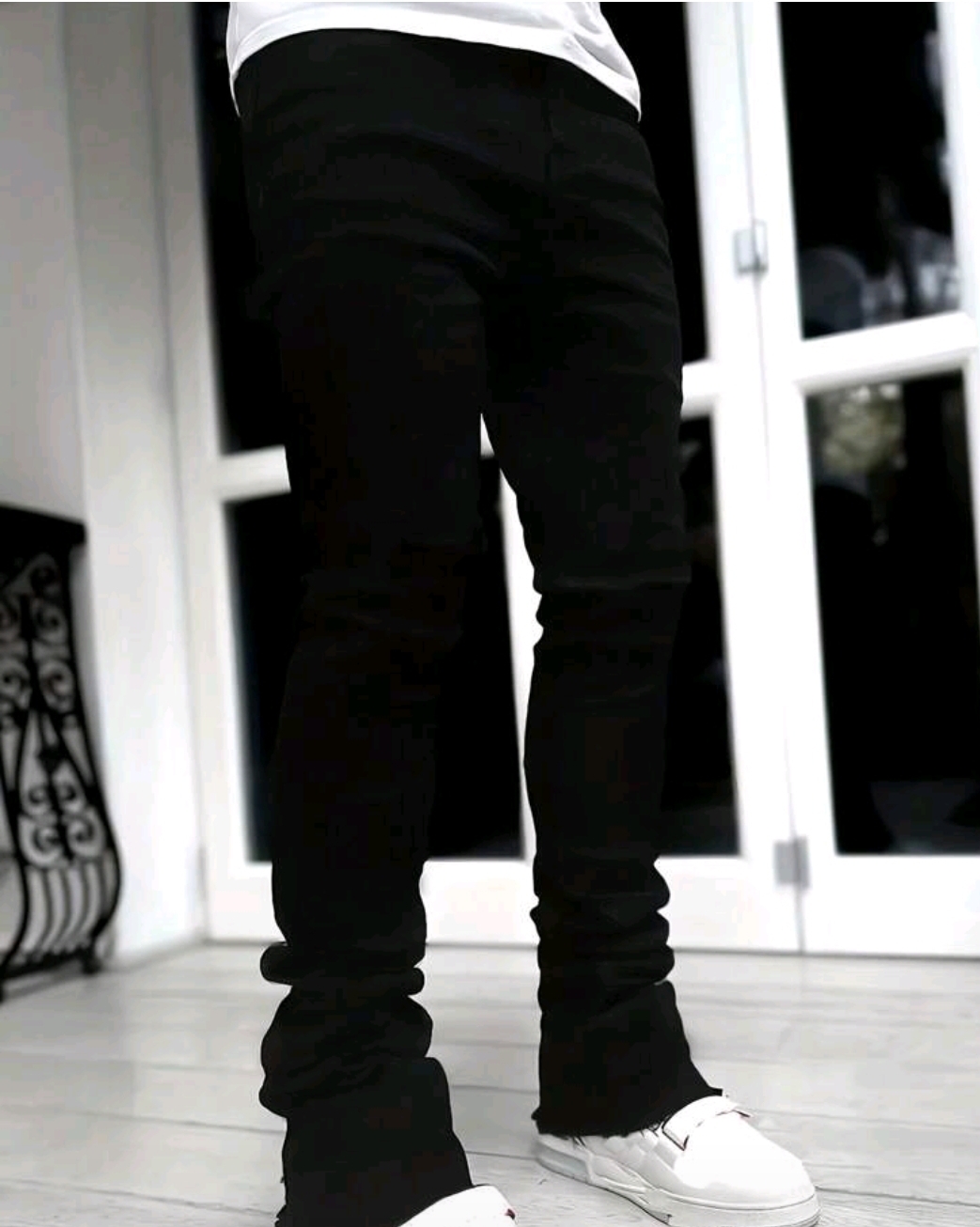 Black stack jeans
